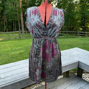 Rue 21 M stretch Sleeveless Baby Doll Tunic Leopard Floral